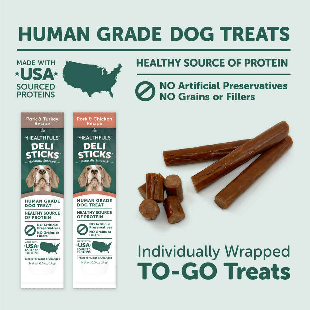 Healthfuls Deli Sticks Pork & Chicken Human-Grade Dog Treats