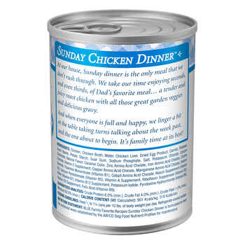 Blue Buffalo BLUE Family Favorite Recipes Adult Sunday Chicken Dinner Wet Dog Food 12.5 oz Cans - Case of 12