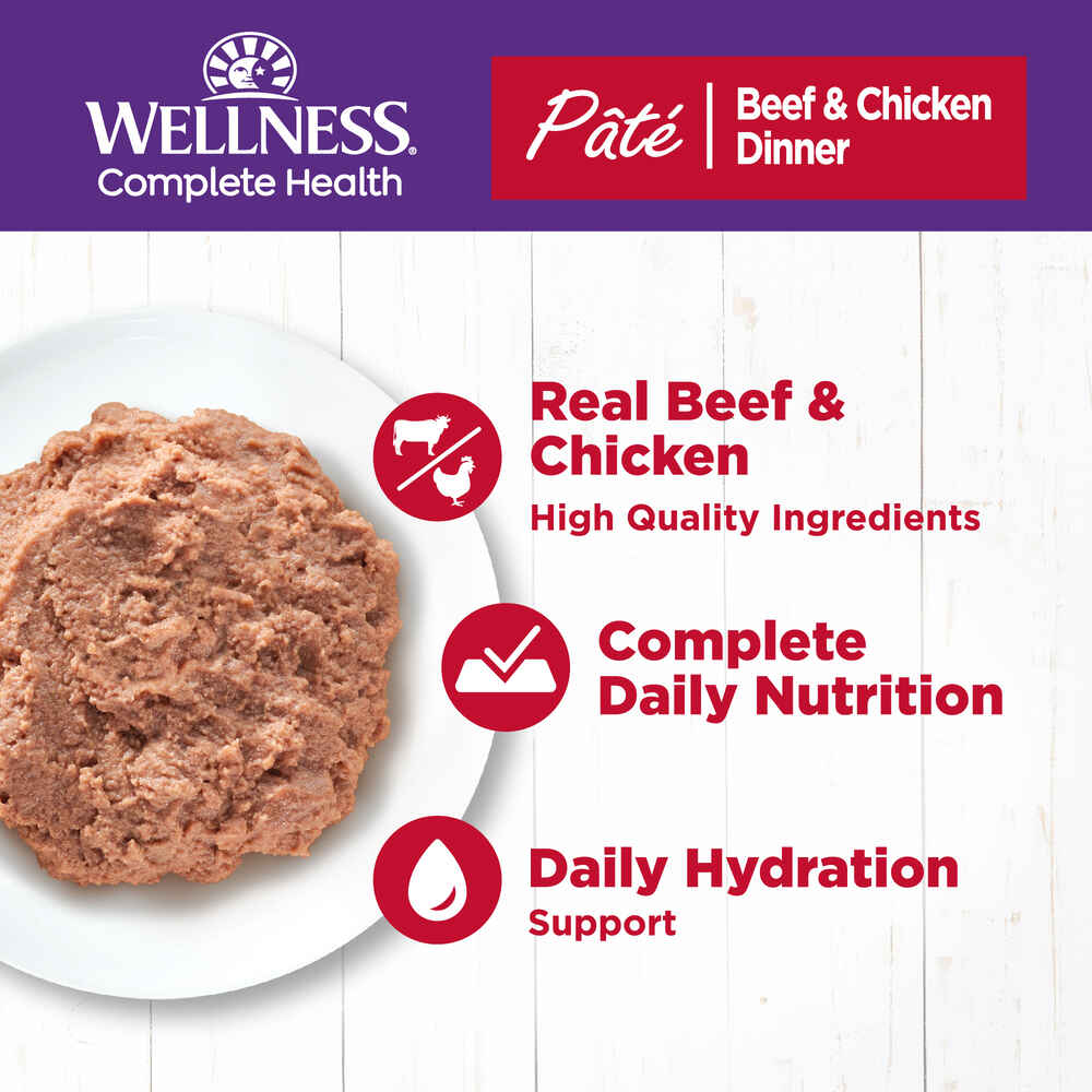 Wellness Complete Health Natural Grain Free Beef & Chicken Dinner Pate Wet Cat Food