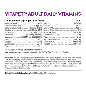 NaturVet VitaPet Adult Daily Vitamins Plus Breath Aid Supplement for Dogs Soft Chews 60 ct