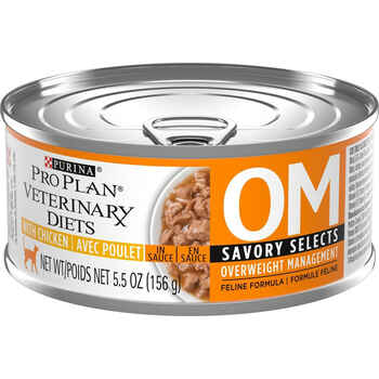 Purina Pro Plan Veterinary Diets OM Overweight Management Savory Selects with Chicken Feline Formula Wet Cat Food - (24) 5.5 oz. Cans product detail number 1.0