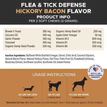 Pet Honesty Flea + Tick Defense Soft Chews Bacon