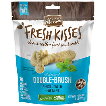 Merrick Fresh Kisses Grain Free Mint Breath Strips Dental Dog Treats Extra Small 6-oz, 20 count product detail number 1.0