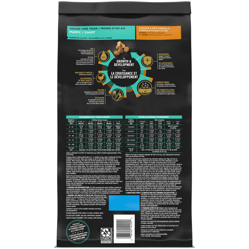 Purina Pro Plan Puppy Shredded Blend Chicken & Rice Formula Dry Dog Food