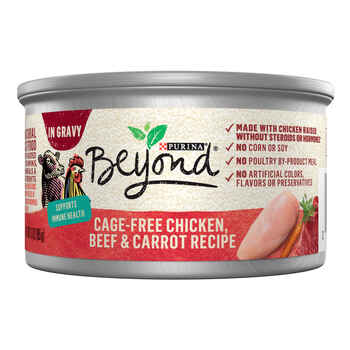 Purina Beyond Cage-Free Chicken, Beef & Carrot Recipe in Gravy Wet Cat Food 3 oz Can - Case of 12 product detail number 1.0