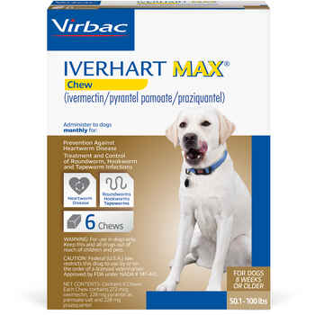 Iverhart Max Chewable Tablets For Dogs 50.1-100lbs 6pk product detail number 1.0