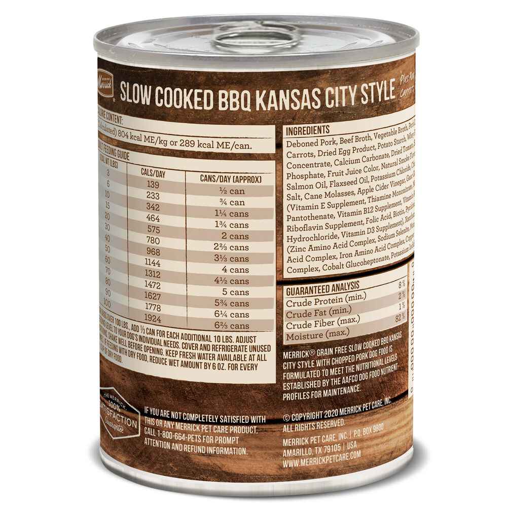 Merrick Grain Free Slow Cooked BBQ Kansas Style Pork Canned Dog Food