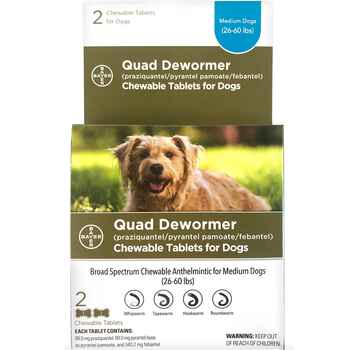Bayer Quad Dewormer Chewable Tablets for Dogs Medium Dogs 2 ct product detail number 1.0