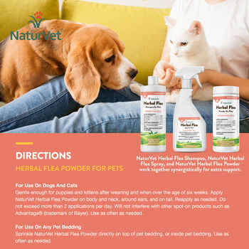 NaturVet Herbal Flea Powder Plus Essential Oils  for Dogs & Cats Powder 4 oz