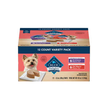 Blue Buffalo BLUE Delights Small Breed Adult Filet Mignon & Porterhouse Pate Wet Dog Food Variety Pack 3.5 oz Trays - Pack of 12 product detail number 1.0