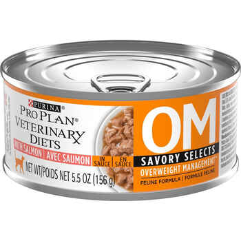 Purina Pro Plan Veterinary Diets OM Overweight Management Savory Selects with Salmon Feline Formula Wet Cat Food - (24) 5.5 oz. Cans product detail number 1.0