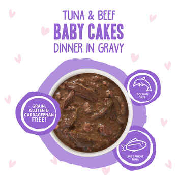 Weruva BFF Tuna & Beef Baby Cakes Recipe Pouches Wet Cat food 12 3-oz Packs
