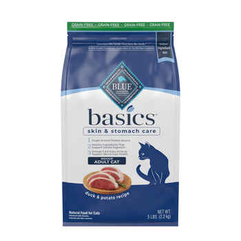 Blue Buffalo BLUE Basics Adult Skin & Stomach Care Grain-Free Indoor Duck and Potato Recipe Dry Cat Food 5 lb Bag product detail number 1.0