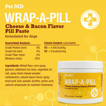 Pet MD Wrap-A-Pill Cheese & Bacon Flavor Pill Paste for Dogs 4.2oz
