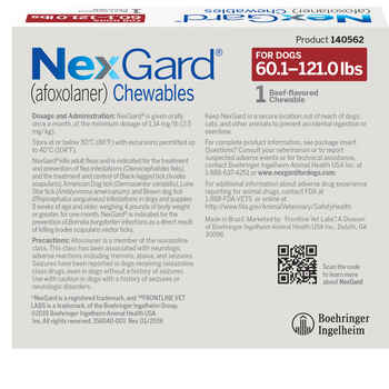 NexGard® (afoxolaner) Chewables 1 dose (1 month supply), 4 to10 lbs