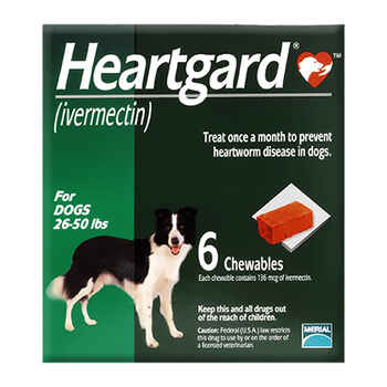 Dog Heartgard Chewables 6pk Green 26-50 lbs product detail number 1.0