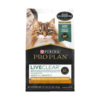 Purina Pro Plan LIVECLEAR Senior Adult 7+ Prime Plus Chicken & Rice Formula Dry Cat Food 3.2 lb Bag product detail number 1.0