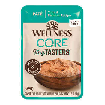 Wellness CORE Tiny Tasters Pate Tuna & Salmon Recipe Wet Cat Food 1.75 oz Pouch - Pack of 12 product detail number 1.0