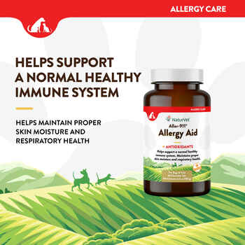 NaturVet Aller-911 Skin & Coat Allergy Aid Formula Plus Antioxidants Supplement for Dogs and Cats Chewable Tablets 60 ct