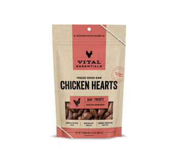 Vital Essentials Freeze Dried Vital Treats Grain Free Chicken Hearts Dog Treats 3.75 oz product detail number 1.0