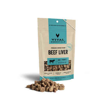 Vital Essentials Freeze Dried Raw Beef Liver Dog Treats 2.1 oz Bag product detail number 1.0