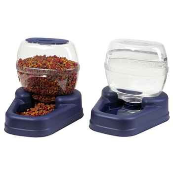 Bergan Petite Gourmet Combo Pack Pet Feeder and Waterer Blue 13" x 11.5" x 11.25" each product detail number 1.0