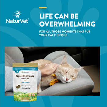 NaturVet Quiet Moments Calming Aid Plus Melatonin Supplement for Cats