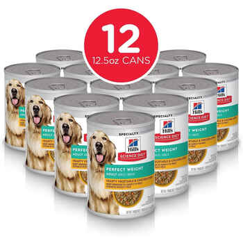 Hill's Science Diet Adult Perfect Weight Hearty Vegetable & Chicken Stew Wet Dog Food - 12.5 oz Cans - Case of 12