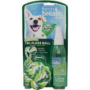 TropiClean Fresh Breath Tri-Floss Rope Ball with Liquid Floss