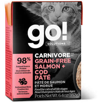 Petcurean Go! Carnivore Grain Free Salmon & Cod Pate Wet Cat Food 6.4-oz Case of 25 product detail number 1.0