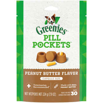 GREENIES Pill Pockets for Dogs Peanut Butter Flavor Capsule Size 30 Treats product detail number 1.0