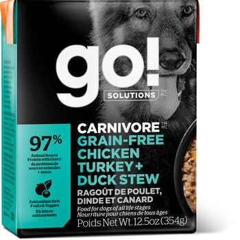 Petcurean Go! Carnivore Grain Free Chicken Turkey & Duck Stew Wet Dog Food 12.5-oz Case of 12 product detail number 1.0