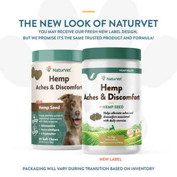 NaturVet Hemp Aches & Discomfort Plus Hemp Seed Supplement for Dogs Soft Chews, 60 ct