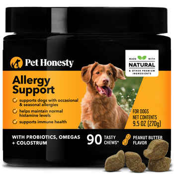 Pet Honesty Allergy Support Peanut Butter Flavored Soft Chews Allergy & Immune Supplement for Dogs 90 Count product detail number 1.0