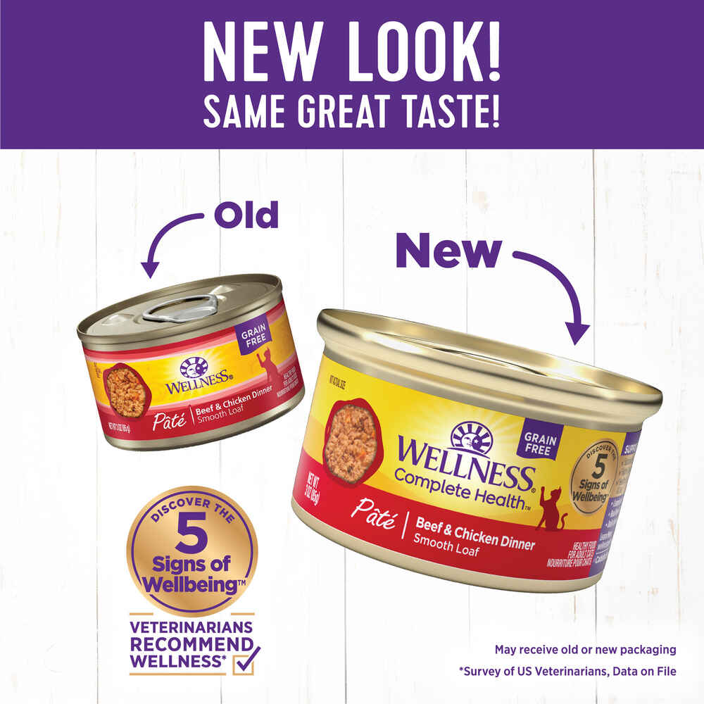 Wellness Complete Health Natural Grain Free Beef & Chicken Dinner Pate Wet Cat Food