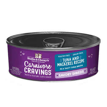Stella & Chewy's Savory Shreds Tuna & Mackerel Flavored Shredded Wet Cat Food  2.8 oz Cans - Case of 24 product detail number 1.0