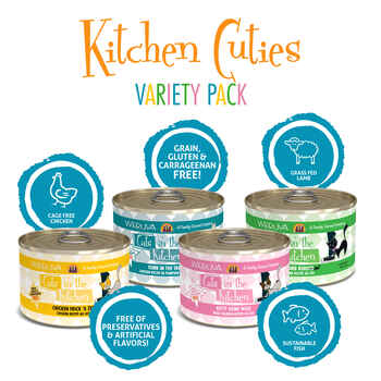 Weruva Cats in the Kitchen Grain Free Kitchen Cuties Variety Pack For Cats 6-oz cans, pack of 24