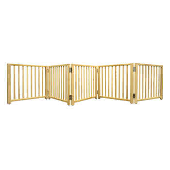 Four Paws Smart Design Folding Freestanding Gate 5 Panel Beige 48" - 110" x 1" x 17" product detail number 1.0