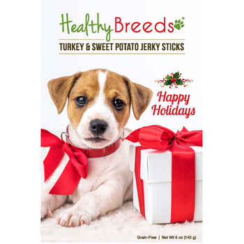 Healthy Breeds Happy Holidays Turkey and Sweet Potato Recipe Jerky Sticks Dog Treats
