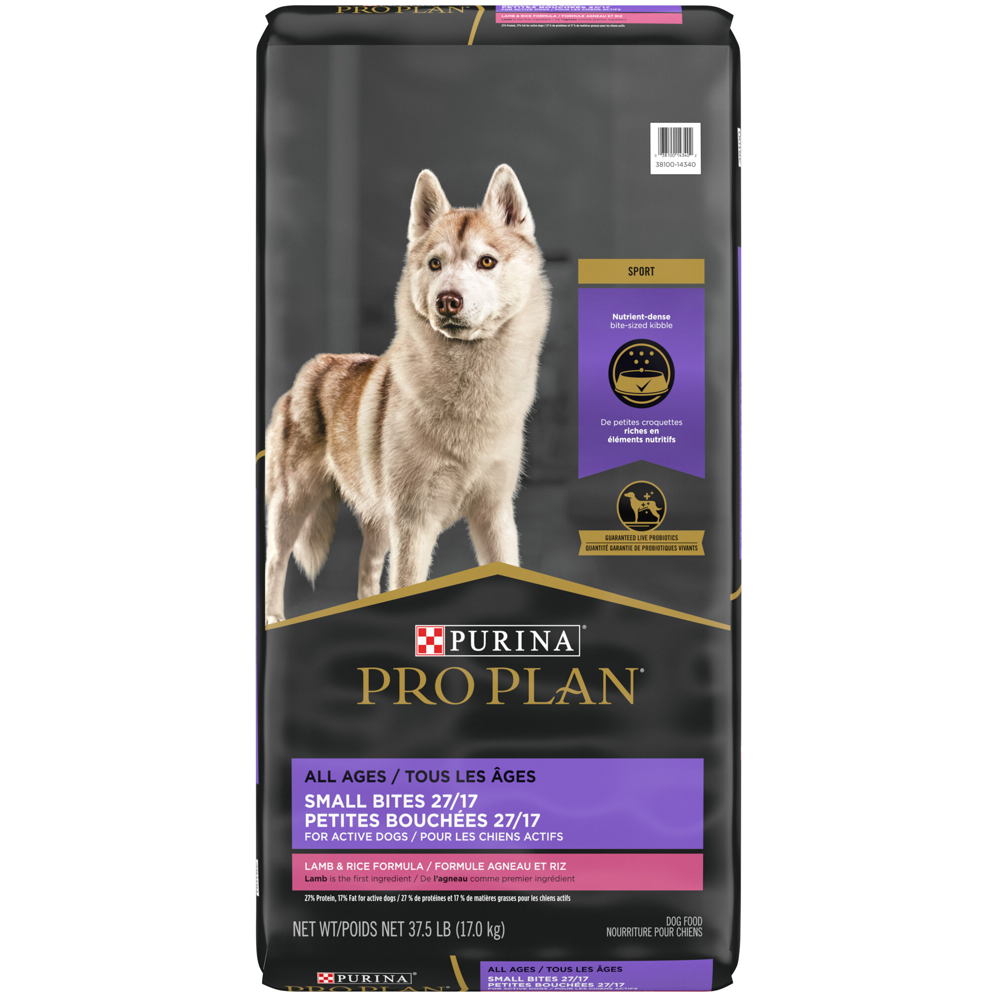 Purina Pro Plan All Ages Sport Small Bites 27/17 Lamb & Rice Formula Dry Dog Food 