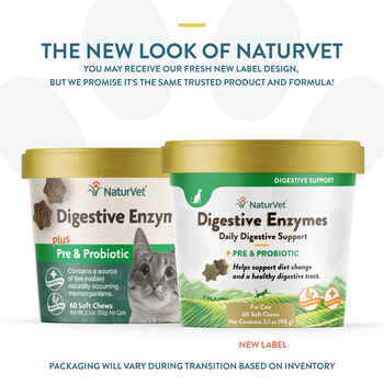 NaturVet Digestive Enzymes Plus Pre & Probiotic Supplement for Cats Soft Chews 60 ct