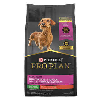 Purina Pro Plan Adult Small Breed Sensitive Skin & Stomach Salmon & Rice Formula Dry Dog Food 4 lb Bag product detail number 1.0