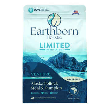 Earthborn Holistic Limited Ingredient Diet Venture Alaska Pollock Meal & Pumpkin Grain Free Dry Dog Food 4 lb Bag product detail number 1.0
