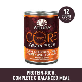 Wellness Core Grain Free Chicken Turkey Liver for Dogs 12 12.5oz Cans