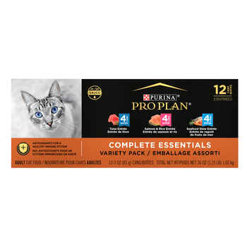 Purina Pro Plan Adult Complete Essentials Seafood Favorites Variety Pack Wet Cat Food 3 oz Cans (Case of 12) product detail number 1.0