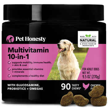 Pet Honesty Multivitamin 10-in-1 Chicken Flavored Soft Chews Daily Vitamin Supplement for Dogs 90 count product detail number 1.0