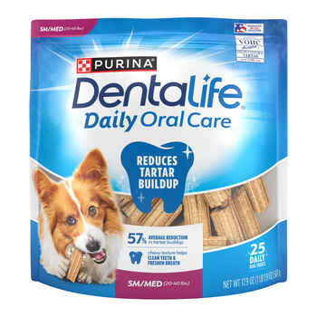 Purina Dentalife Daily Oral Care Small/Medium Breed Dog Dental Chews – 17.9 oz Pouch - 25 count product detail number 1.0