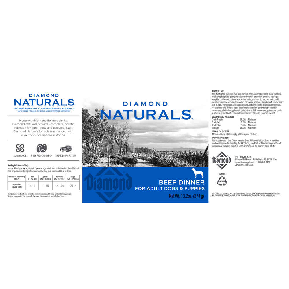 Diamond Naturals Beef Dinner for Adult Dogs & Puppies Wet Dog Food