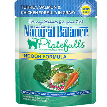 Natural Balance® Original Ultra™ Platefulls® Indoor Turkey, Salmon & Chicken Recipe in Gravy Wet Cat Food 24 3oz pouches product detail number 1.0