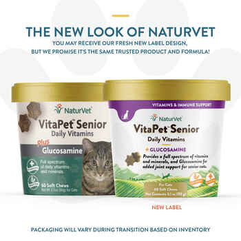 NaturVet VitaPet Senior Daily Vitamins Plus Glucosamine Supplement for Cats